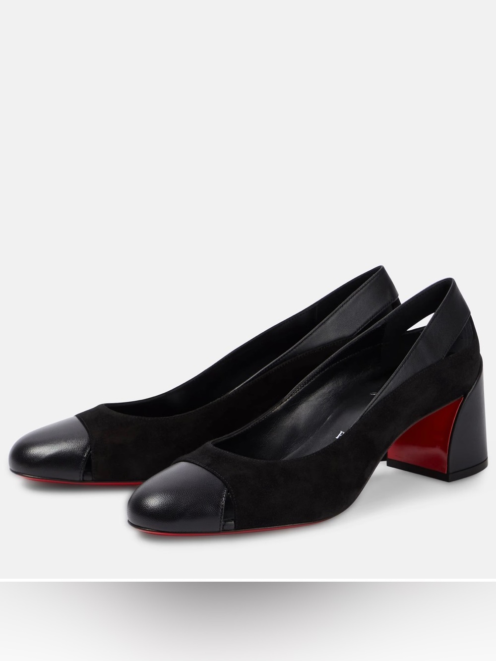 Christian Louboutin Suede and Leather “Miss Duvette” 55 Block Heel in Black